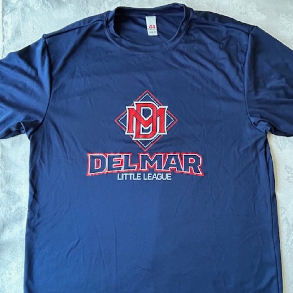 DEL MAR Little League T Shirts - Navy Blue, Sizes Adult M, and Youth S